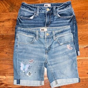 SO Blue Denim Shorts with Butterfly Design